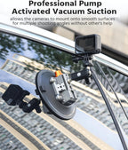 6" Suction Cup Camera Mount – Car, Windshield & Dash Cam Mount with Cold Shoe, NATO Rail, 1/4"-20 & 3/8-16 Threads (6”)