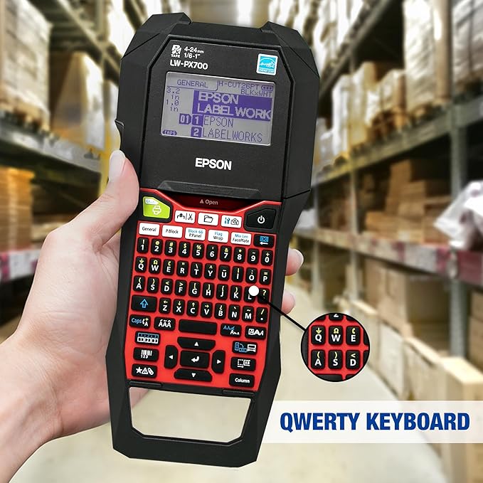 LABELWORKS Epson LW-PX700PCD Industrial Label Maker Kit - Complete Kit with Accessories, Compatible with Large Variety of Tape Types, Portable Handheld Label Printer