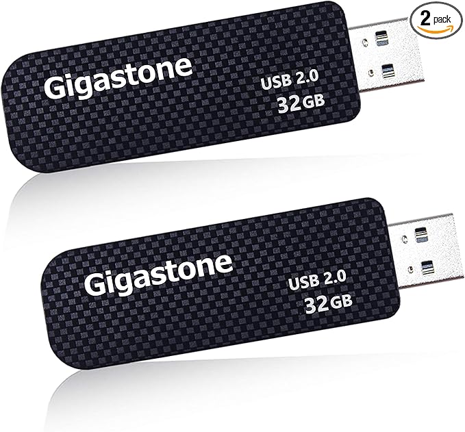 GIGASTONE V30 32GB USB 2.0 Flash Drive 2-Pack, Capless Retractable Design Pen Drive, Carbon Fiber Style, Reliable Performance & Durable