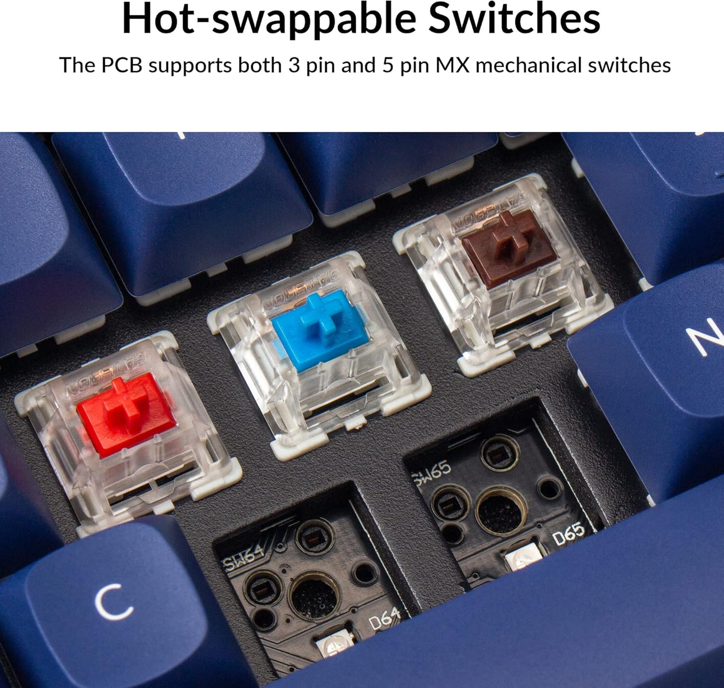 Keychron Q2 Wired Custom Mechanical Keyboard, QMK/VIA Programmable Macro, Full Aluminum, Hot-Swappable Gateron G Pro Red Switch, 65% Layout Double Gasket Compatible with Mac and Windows - Blue