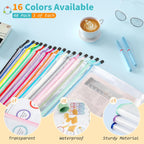 Umriox 48pcs Mesh Zipper Pouch Bags, A4 Size 16 Color Zipper Bags for Organizing, Clear Zipper Pouches for Puzzles, Board Game Organizer, Sewing Projects