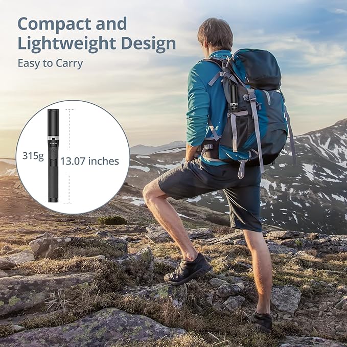 ATUMTEK 63"" Phone Tripod, Extendable Selfie Stick Tripod with Bluetooth Remote, All-in-One Aluminum Phone Tripod Stand with Cold Shoe Mount for 4”-7” iPhone and Android Smartphones Black, ATSS175