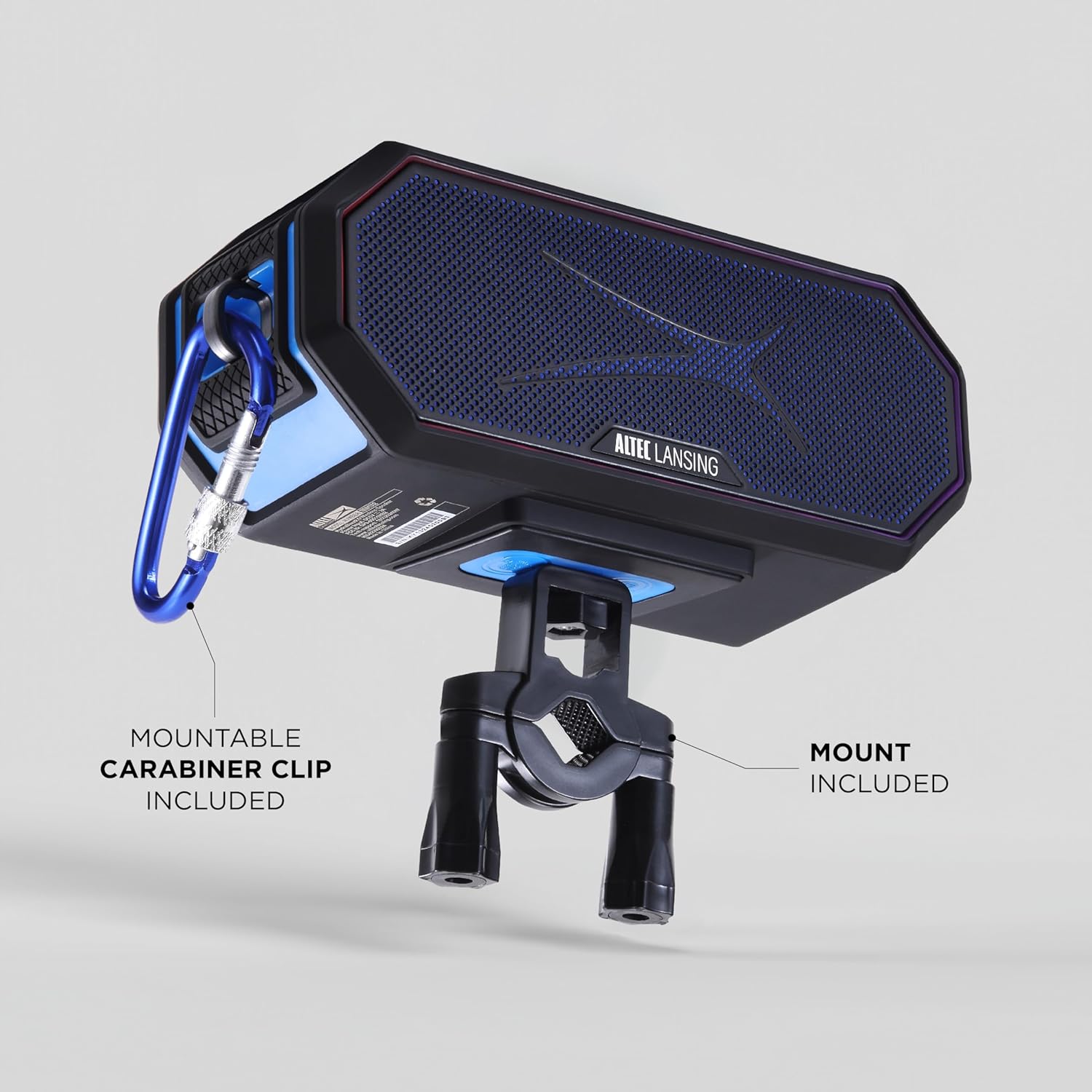 Altec Lansing Loud Portable Speakers Bluetooth Wireless Waterproof - MultiColor LED, 20 Hour Playtime, Mount Included | HydraBLAST 2.0 Magnetic Bluetooth Speaker for Travel, Home and Outdoor Adventure