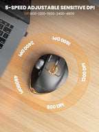 SABLUTE Wireless Trackball Mouse, Ergonomic Bluetooth Rechargeable Computer Mouse, Backlit Rollerball Thumb Laptop mice with 5 Level DPI, Adjustable Angle, 3 Devices Connection for PC, Mac, Windows