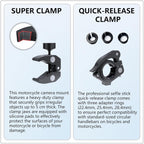 Motorcycle Camera Mount for Insta 360 x5,Adjustable GoPro Bike Extension Pole Kit Compatible with Insta360, GoPro, and DJI Cameras - Designed for Bike and Motorcycle Riding Shots