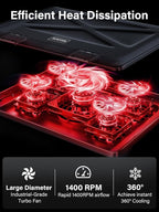 Kootek Laptop Cooling Pad, Laptop Cooler with 5 Quiet Fans for 12"-17" Computer PC Notebook Gaming Laptop Fan, Height Adjustable Laptop Cooling Stand Laptop Accessories, Red