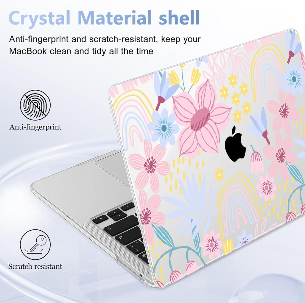 Case for MacBook Pro 13 inch with/Without Touch Bar (2016-2022, M2 A2338 M1 A2289 A2251 A2159 A1989 A1706 A1708), Hard Shell + Keyboard Cover + Dust Plug, Florals