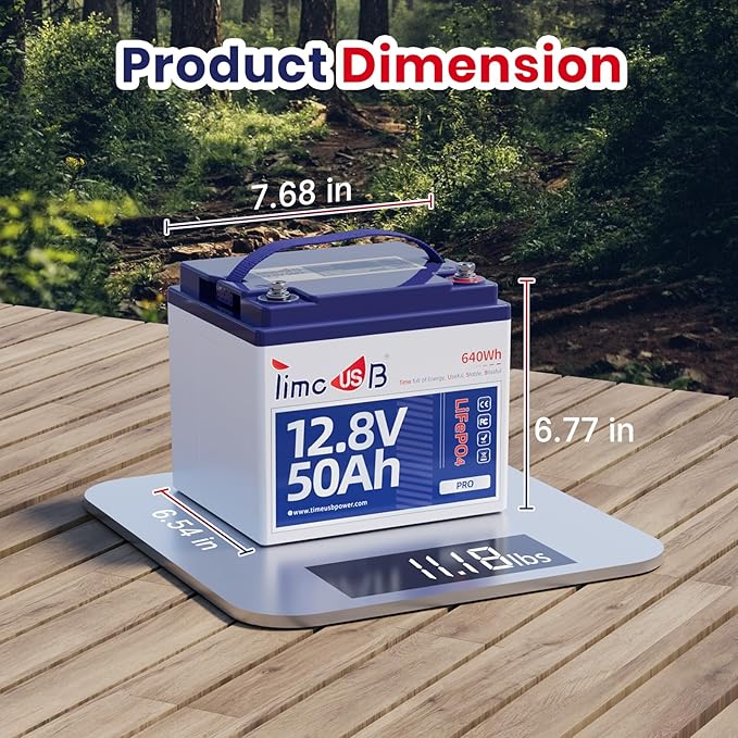 12V 50Ah TM LiFePO4 Battery with Low-temp Protection, 15000+ Cycles Battery with Grade A Cells, Built-in 50A BMS, Deep Cycle Lithium Battery Perfect for Trolling Motor, Kayak, RV,Camping