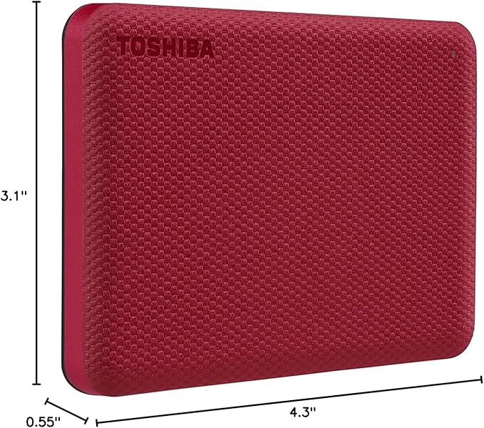 Toshiba Canvio Advance 1TB Portable External Hard Drive USB 3.0, Red - HDTCA10XR3AA