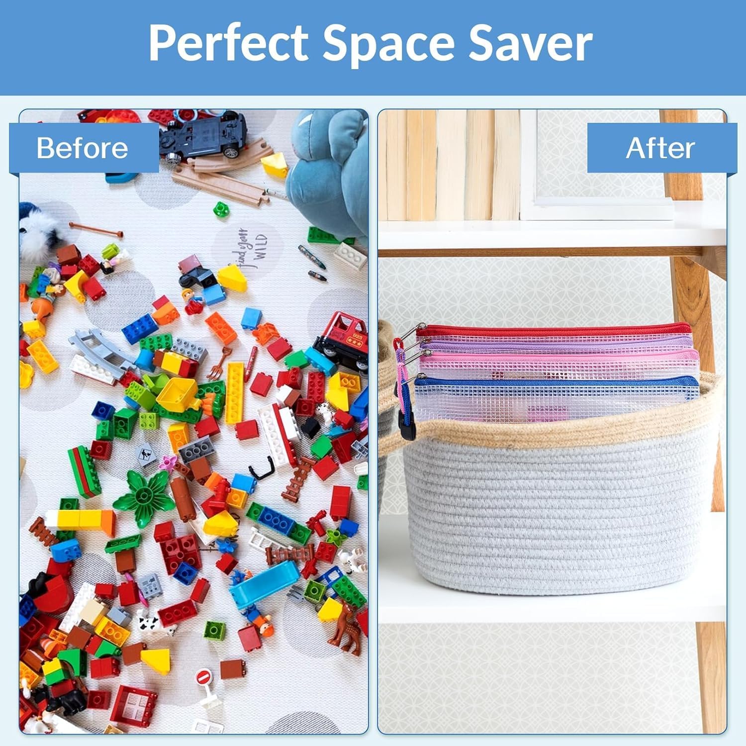 Sooez 24 Pack Super Large Mesh Zipper Pouch Bags, A3 (16.5×11.7 in) Storage Bags with Label Pocket, Reusable Zipper Pouches for Classroom Organization