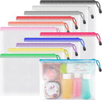 Umriox Small Zipper Pouch, 9.5x7.1 in (12 Colors, 12 Packs), Mesh Bags with Zipper for Office Supplies Travel Accessories