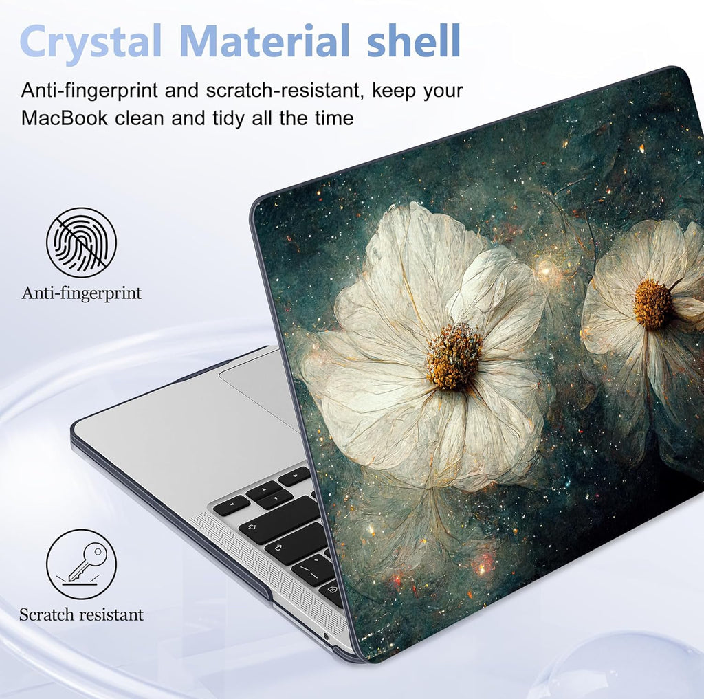 Case for MacBook Pro 13 inch with/Without Touch Bar (2016-2022, M2 A2338 M1 A2289 A2251 A2159 A1989 A1706 A1708), Hard Shell + Keyboard Cover + Dust Plug, Sky Flower