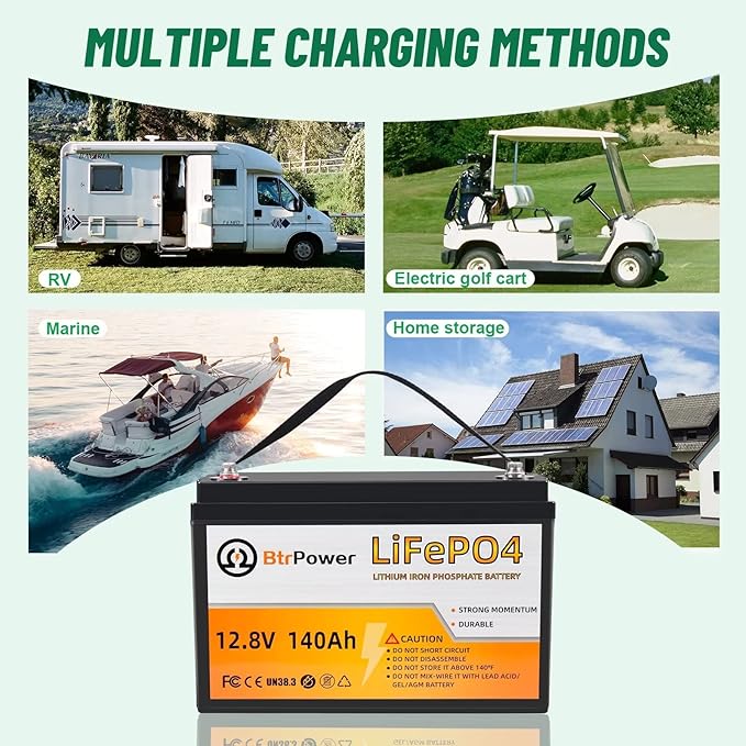 12V Lithium Battery-140ah Lithium Iron Phosphate LiFePO4 Deep Cycle Battery,100A BMS,4000+ Cycles,Perfect for RV,Home Storage,Solar Power System,Outdoor Camping and Trolling Motor