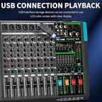 Depusheng MX8 8 Channel Sound Mixer Audio Mixing Console 48V 256DSP Professional USB PC Play Record Podcast Live Broadcast (US MX8)