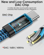 Headphone Splitter for 2 Headphones, USB C to Dual 3.5mm Female Aux Splitters for iPhone 17 17 Pro Max 16e, Google Pixel 10, Samsung Galaxy S25 Ultra, Audio Jack Adapter Earphone Connector - Blue