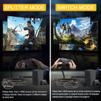 4K@60Hz HDMI 2.0 Splitter 2 in 2 Out with Audio Extractor Supports ARC,e-ARC,Soundbar,Downscale,HDCP Bypass,HDR,CEC,EDID,SPDIF,IR Remote,HDMI Swtich 2 in for soundbar