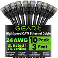 GEARit Cat 6 Ethernet Cable Pack - 10-Pack 3 ft Cat6 Ethernet Patch Cables | RJ45 Network Patch Cable, 10 Gbps Snagless Gold-Plated Connectors - Ethernet Cable Cat 6 for PC, TV, Router - Black