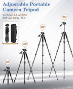 JOILCAN 75" Camera Tripod, Tripod for Camera Cell Phone, Aluminum Heavy Duty Tripods Stand, Tall Travel Tripods with Carry Bag Compatible with iPhone Canon Nikon DSLR Camera Laser Projector