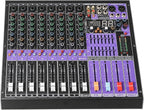 Sound Town 8-Channel Professional Audio Mixer with 99 DSP, USB MP3 Bluetooth, Dual 7-band EQ, 48V Phantom Power & Mute, Recording (TRITON-TX802)