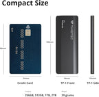 Timetec 512GB Portable External SSD USB3.2 Gen2 Type C Up to 550MB/s Ultra-Light Aluminum Mini External Solid State Drive with USB C to A Cable/USB A to C adapter for Desktops/Laptop/Mac/Mobile- Black