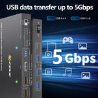 USB C HDMI DP KVM Switch for 1 Desktop+1 Laptop, Dual Monitor KVM Switch 4K@60Hz Support PD with USB C Cable, Wired Controller and Power Adapter