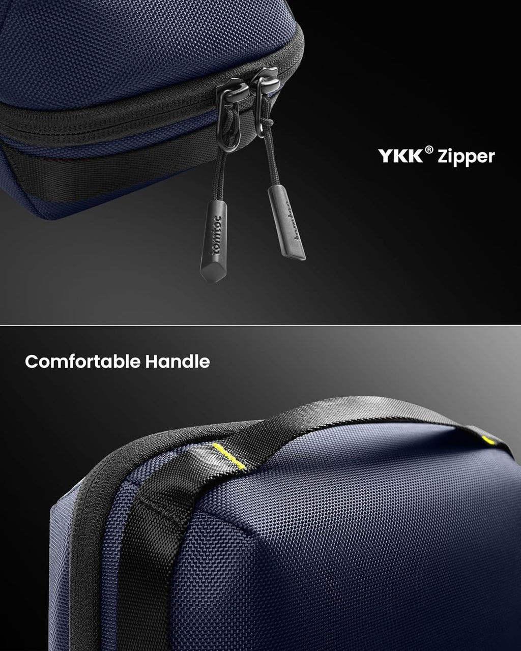 tomtoc Electronic Organizer Accessory Tech Pouch for MacBook Charger, Cables, Power Bank, Hard Drive, Cords, Water-resistant Storage Bag with Removable Card Slots for USB Adapter, Memory Card, Blue