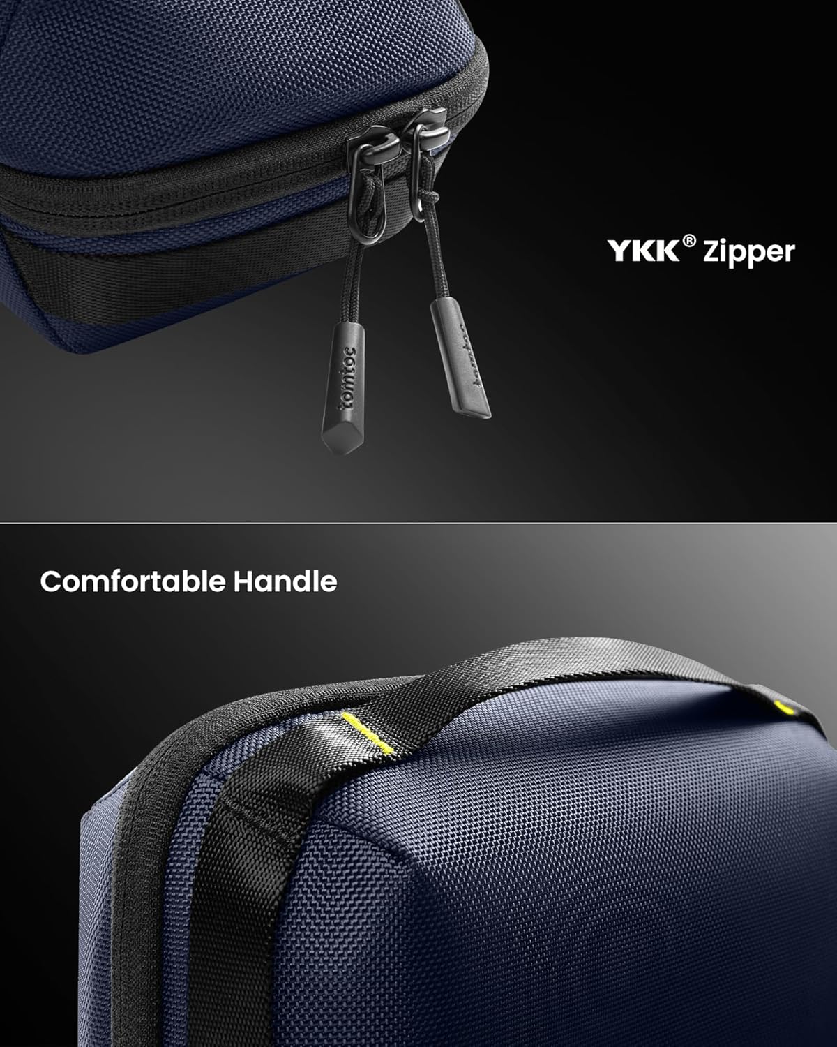 tomtoc Electronic Organizer Accessory Tech Pouch for MacBook Charger, Cables, Power Bank, Hard Drive, Cords, Water-resistant Storage Bag with Removable Card Slots for USB Adapter, Memory Card, Blue