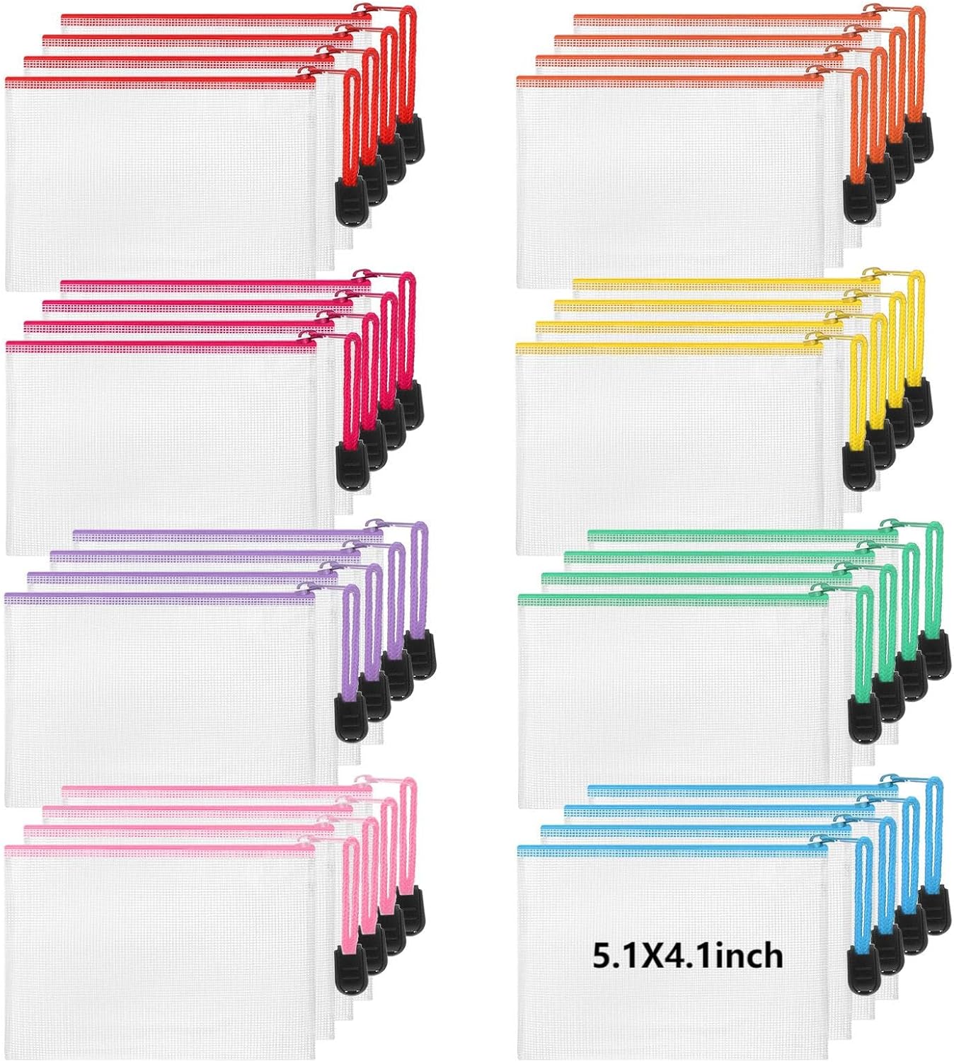 Jetec 32 Pcs Mesh Zipper Bags Toy Storage Bikini Organizer Bag Bolsas Para Guardar Trajes De Baño Waterproof Zipper Reusable Pouch Puzzle Multipurpose for Storage Office(Stylish Color,5.1 x 4.1 Inch)