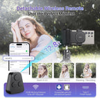 KIWIFOTOS Universal Phone Camera Grip Phone Tripod Mount with Remote Control & Cold Shoe Adapter for iPhone 16 Pro Max Samsung Travel Selfie Vlog Video Shooting Camera Grip