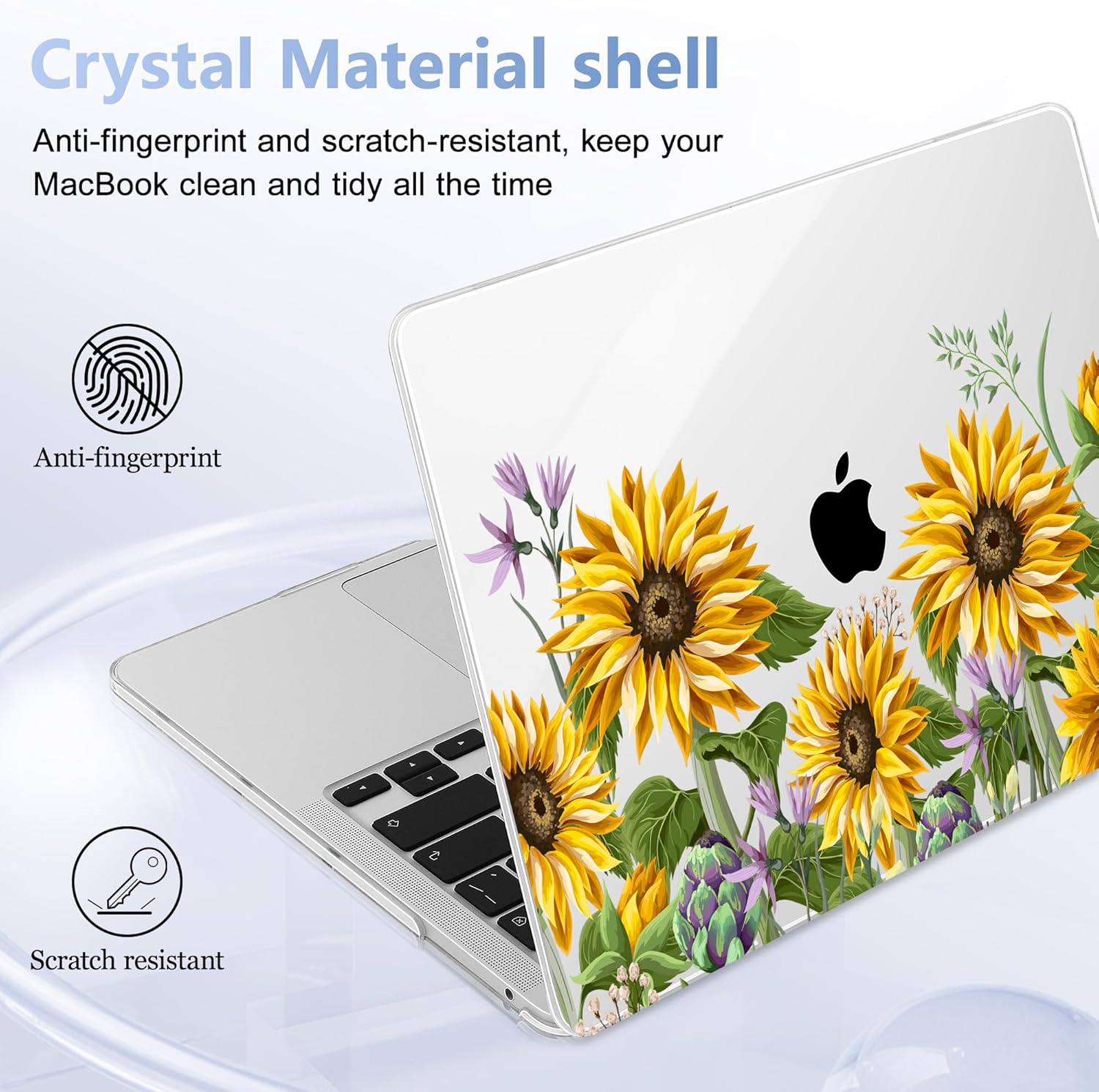 Case for MacBook Pro 13 inch with/Without Touch Bar (2016-2022, M2 A2338 M1 A2289 A2251 A2159 A1989 A1706 A1708), Hard Shell + Keyboard Cover + Dust Plug, Sunflowers