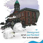 Ceptics Europe Travel Adapter Plug Set Schuko - 4 Input - Ultra Compact - Light Weight Type C, Type G - USA to Any Type C, G Countries UK, Ireland, Germany, France - 4 Pack (PT-9C-7-4PK),White