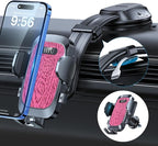 HTU Upgraded Strongest Suction Car Phone Holder Bendable Arm, Never Block View Rotatable Cellphone Mount for Dashboard Windshield Vent, Cradle Stand for iPhone 16 15 14 13 12 Pro Max (Dark Pink)