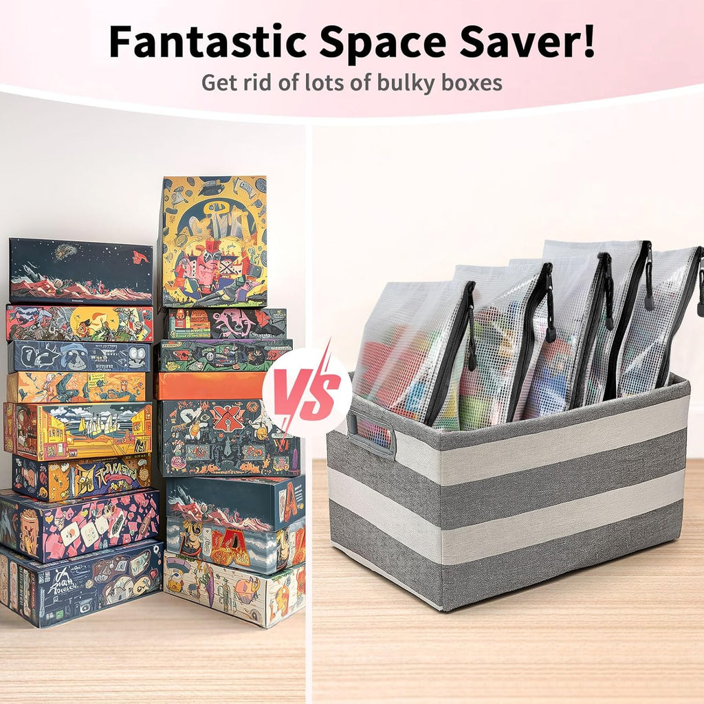 Umriox Mesh Zipper Pouch, 14.9x11.0 in (Black, 12 Packs), Extra Large Zipper Bags, Waterproof Zipper Pouches for Office Supplies, Puzzles, Board Game Storage & Cross Stitch Projects