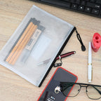 AUSTARK 10 Pcs Zipper File Bags, Waterproof Plastic Mesh Pouch for Office School, Board Game Storage Bags (A5 Size 9.2''x6.7'', White and Black)