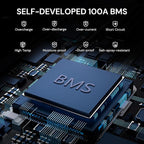 24V 100Ah LiFePO4 Lithium Battery, 2560Wh Large Capacity with Smart 100A BMS, 4000+ Deep Cycle, 10-Year Lifetime, Supports 4P2S Connection Up to 20.48kWh, Perfect for RV, Solar System, Marine