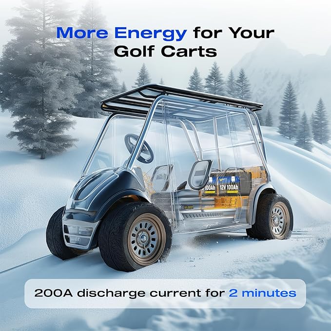 12V 100Ah LiFePO4 Lithium Battery 4 Pack - BCI Group 24, 15000 Cycles, Built-in 100A BMS, Low-Temperature Protection - Ideal for RVs, Golf Cart, Home Energy Storage, Marine (4 Pack)