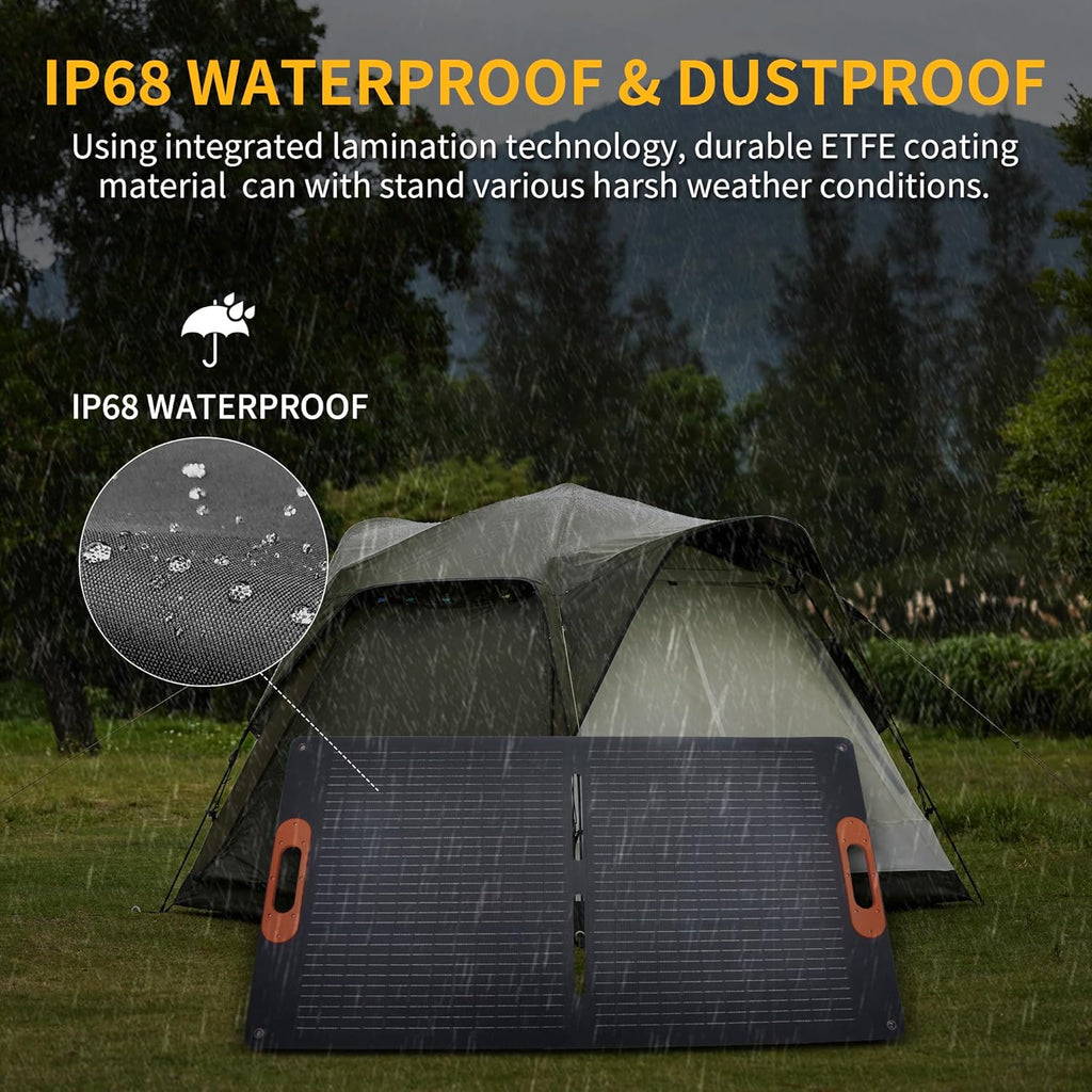 100W Portable Solar Panel for Power Station Generator,100 Watt Foldable Solar Panel Charger with MC4 Output,3-in-1 DC Connector,23.5% High Efficiency for Outdoor Camping RV Travel(100W)