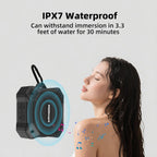 Small Shower Speaker Supports TWS Stereo Pairing and Hands-Free Calling, Loud, IPX7 Waterproof Wireless Bluetooth Speaker, 12H Playtime, Suitable for Home Bathroom, Outdoor Travel, Beach