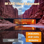 USB 3.0 KVM Switch 3 Monitors 3 Computers Displayport HDMI, Triple Monitor KVM Switch 8K@60Hz 4K@144Hz for 3 Computers Share Mouse Keyboard, Wired Remote and Power Adapter