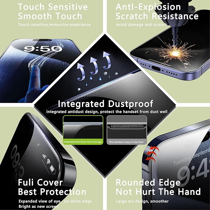 (2-Pack Anti Blue Light Matte Screen Protector for iPhone 13 Pro Max/14 Plus (6.7-Inch),9H Tempered Glass,Anti-Glare,Full Coverage,Anti-Fingerprint,Auto Dust Removal,Bubble-Free