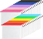 SUNEE Mesh Zipper Pouch 11x16 in (10 Colors, 30 Packs), Large Mesh Zipper Pouch Bags for School Office Supplies, Puzzles & Games, Travel Accessories, Waterproof Zipper Pouches for Organizing