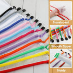 Umriox Mesh Zipper Pouch Bags, A4+A5+A6 (12 Colors, 36 Pack), Mesh Bags with Zipper, Storage Bags, Zipper Bags for Office Supplies Travel Storage