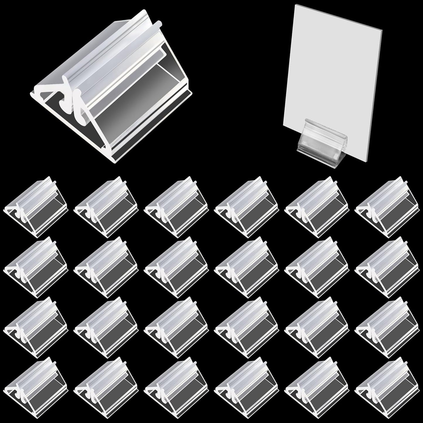 120 PCS Plastic Game Card Stands Blank Board Markers Holder for Price Tags Menus Labels Party Favor Supplies Transparent