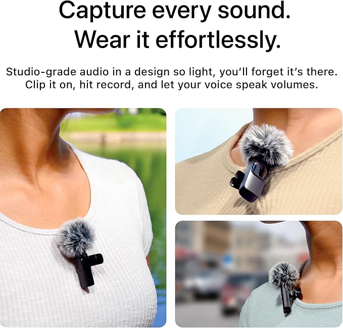 Mini Mic Pro (Latest Model) - Professional Wireless Microphone for iPhone, iPad, Android, Lavalier Microphone for Video Recording - iPhone Mic Crystal Clear Recording with USB-C for Content Creators