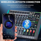 Depusheng MX8 8 Channel Sound Mixer Audio Mixing Console 48V 256DSP Professional USB PC Play Record Podcast Live Broadcast (US MX8)