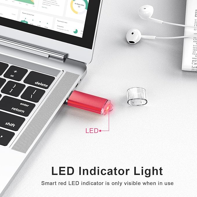 TOPESEL 10 Pack 8GB USB 2.0 Flash Drive Memory Stick Thumb Drives (5 Mixed Colors: Black Blue Green Red Silver)