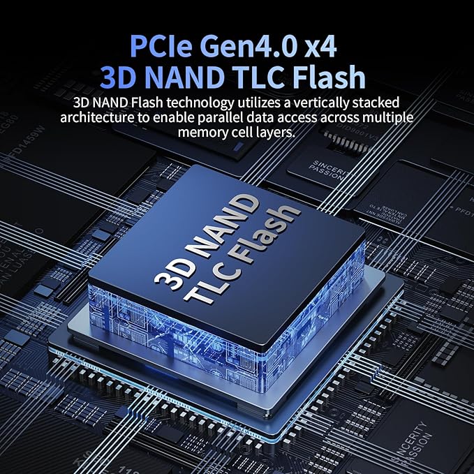 2TB SSD NVMe M.2 2280 PCIe Gen4 x4 Internal Solid State Drive - Up to 4800MB/s, 2TB SSD PS5 Dynamic SLC Cache, PS5 Compatible for Gaming PC Laptop(EN705)