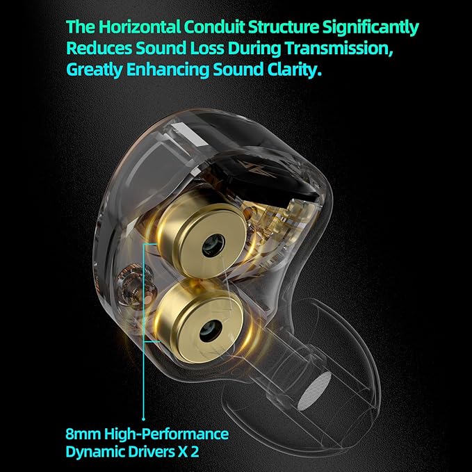 KZ Taurus in Ear Monitor Headphones, Horizontal 2DD Gaming IEM Earbuds Wired in Ear Headphones, Noise Cancelling Ear Buds Sound Localization in-Ears for Singers Musicians Audiophiles