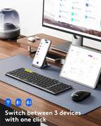 Foldable Keyboard and Mouse, Samsers Folding Bluetooth Keyboard Combo, 2.4G + BT5.0 x 2, Full-Size Portable Travel Keyboard & USB-C Rechargeable Wireless Mouse for Windows Android iOS Mac OS