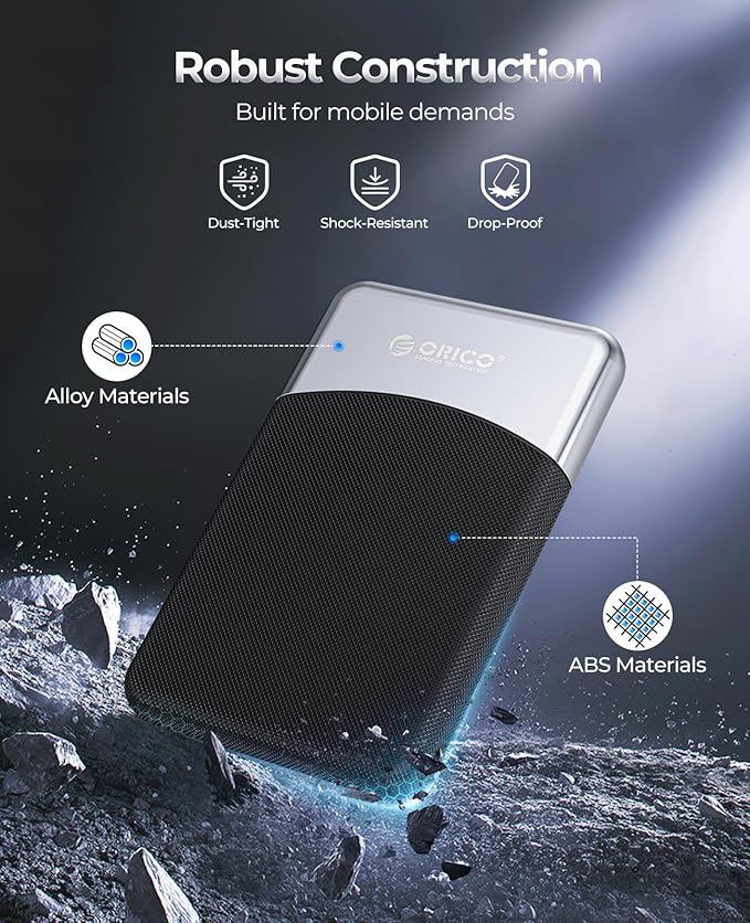 ORICO 2TB External SSD with 2 in 1 USB C Cable, Portable Solid State Drive USB 3.2 Gen 1 Up to 460MB/s, Dust and Drop Resistance, Reliable Storage for USB-C Smartphone, PC, Tablet, Labtop - M25PRO